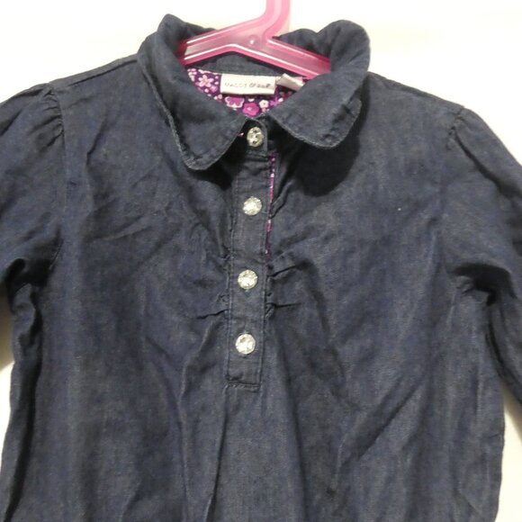 MAGGIE & ZOE | 5T | Blue Denim Dress with Collar and Ruffles - Picture 4 of 16